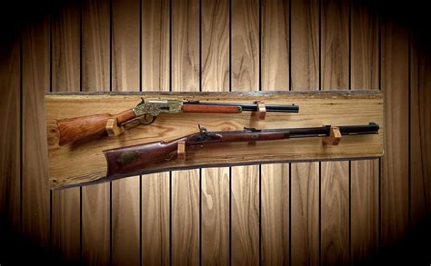 rustic oak gun rack live edge 2 gun display rifle shotgun hunting decor vintage gun display