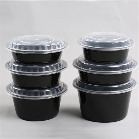 China Black Round Microwaveable Take Awayfood Delivery Food Container