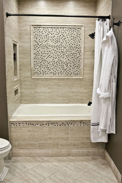 Perfect for putting heavier floor tiles on the wall. Ceramic Wall tile mixed with a stone and glass mixed mosaic bath tub. | Bathroom | Pinterest ...