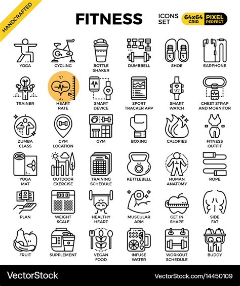 Fitness Line Icon Set Royalty Free Vector Image