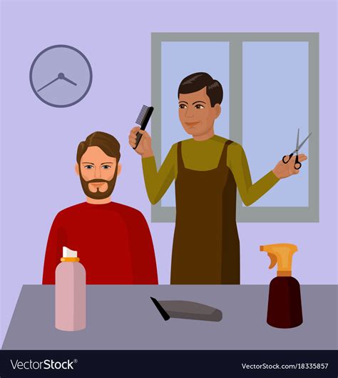 Barbershop Hairdresser And Cuctomer Cartoon Vector Image