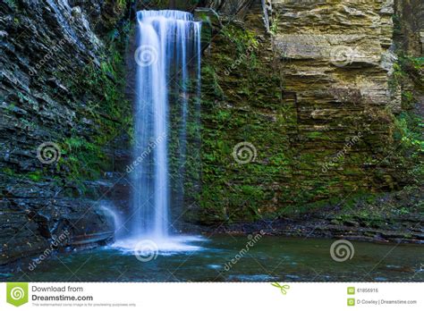 Beautiful Forest Waterfall Stock Photo Image 61856916
