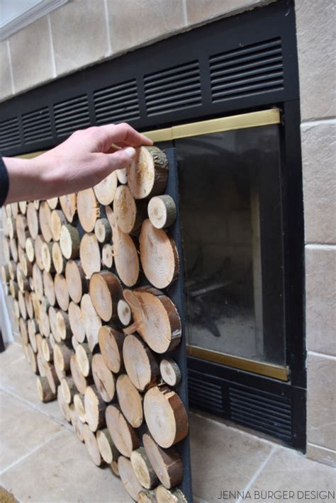 Usually ships within 6 to 10 days. Faux Stacked Log Fireplace Screen - Jenna Burger Design LLC