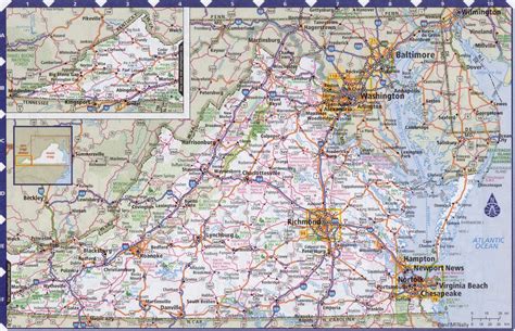 Map Of Virginia State With Highwaysroadscitiescounties Virginia Map