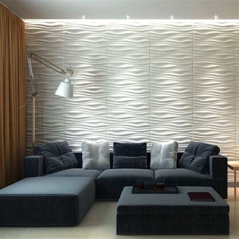 Three D Wall Wave Tile Plant Fiber Panel Off White Set Of 6 32 Sqft