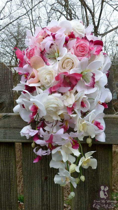 Dress My Wedding Orchids And Rose Cascading Bouquet