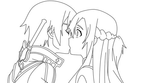 Asuna Kirito Kiss Lineart by codzocker00 on deviantART Sword art