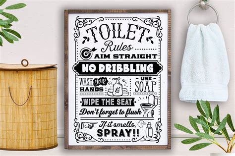 Bathroom Svg Bathroom Rules Rustic Signs Wood Signs Toilet Rules