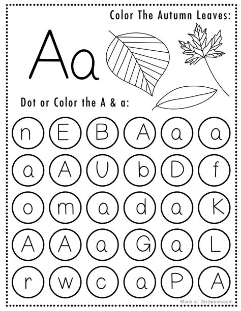 Free Printable Halloween Themed Letter A Dot Marker Activity Worksheets