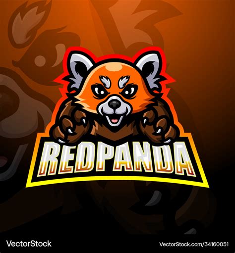 Red Panda Mascot Esport Logo Design Royalty Free Vector