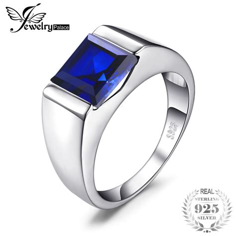 Jewelrypalace Square Ct Men S Blue Sapphire Ring Genuine