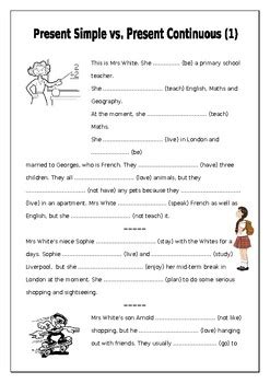 No Frills Worksheet For All Ages Present Simple Vs Present Continuous