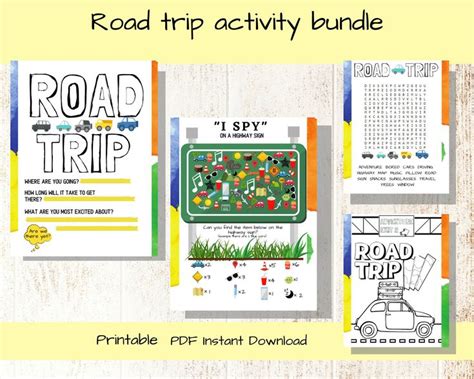 Road Trip Printable Activity Pack For Kids Scavenger Etsy Road