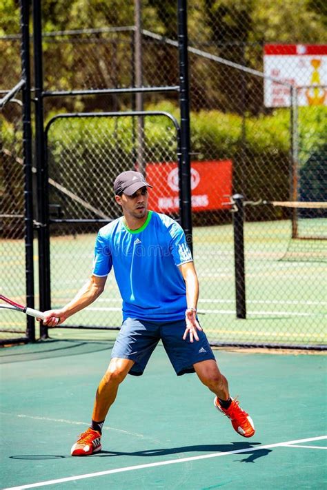 Amateur Male Tennis Player Practicing On A Sunny Day Editorial Photo