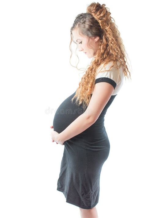 Pregnant Woman Mother On White Background Stock Photo Image Of