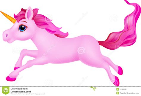 Cute Pink Unicorn Cartoon Running Stock Vector Illustration Of Cheer