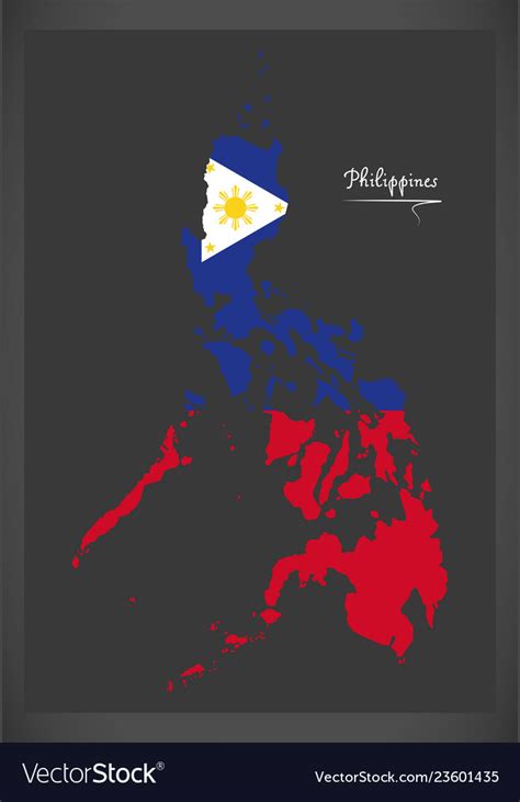 Philippines Map With Philippine National Flag Vector Image
