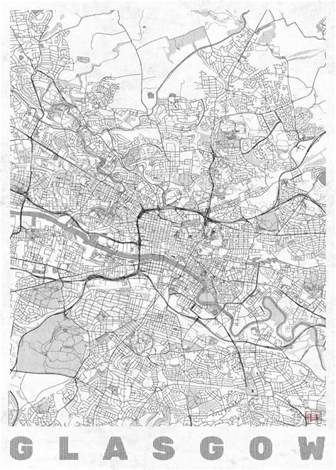 Mapa de Glasgow ǀ Mapas de ciudades y mapas mundiales para tu pared