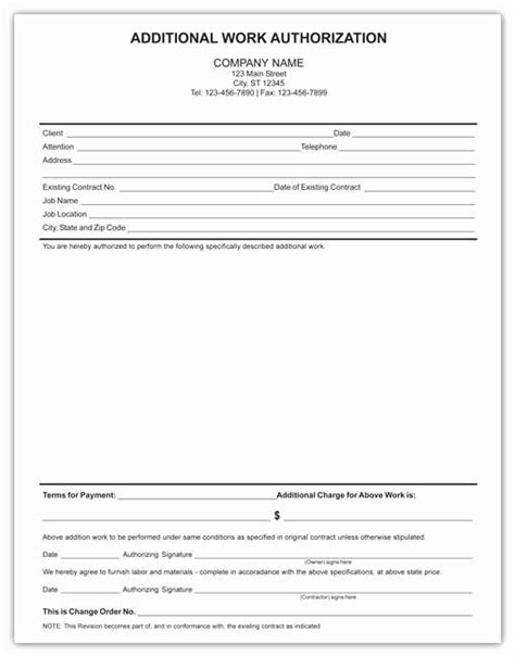 I authorize global family and home care, to request employment verification. Repair Authorization form Template Elegant Additional Work Authorization form in 2020 | Invoice ...