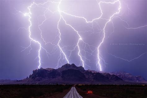 A Striking Photograph Lightning In The Superstitions Arizona Highways