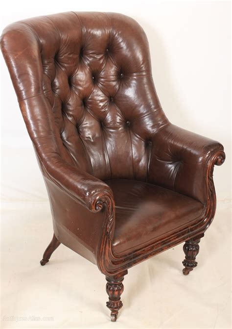 Late Regency Brown Leather Chesterfield Library Chair Antiques Atlas