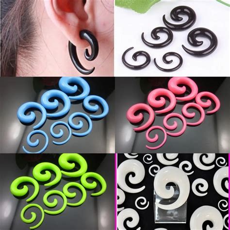 Wholesale Pair Spiral Fake Ear Plug Flesh Plugs Cheater Tapers Uv Acrylic Fashion Colors Ear
