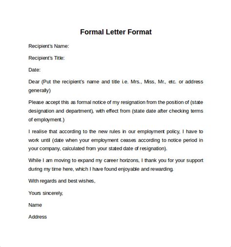formal letter format   samples examples formats