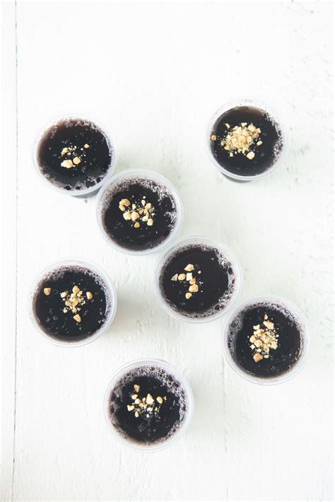 For your peanut butter and jelly recipe put the frangelico and the chambord into a shot glass. Peanut Butter Grape Jelly Jell-O Shots - Sweet ReciPEAs