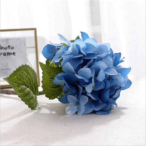 silk hydrangea flowers royal blue wedding flower real touch etsy
