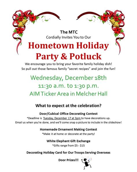 office potluck invitation hometown holiday party