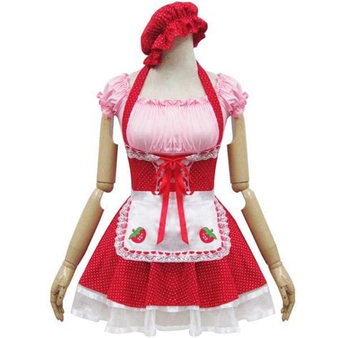 Lolita Miss Pinky Strawberry Maid Dress With Apron Sp153692 Spreepicky