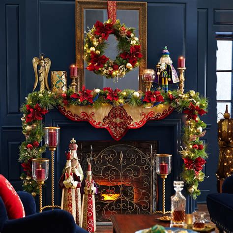 Huge sale on flowers christmas now on. Beaded Mantel Scarf - Red & Gold | Christmas mantle decor ...