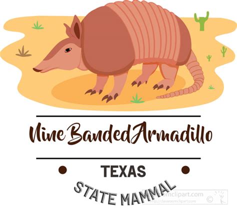 States Clipart Texas State Mammal Nine Banded Armadillo Clipart