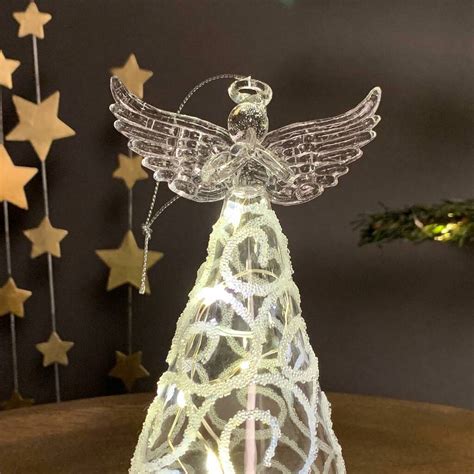 Light Up Glass Angel Hanging Decoration By Nest