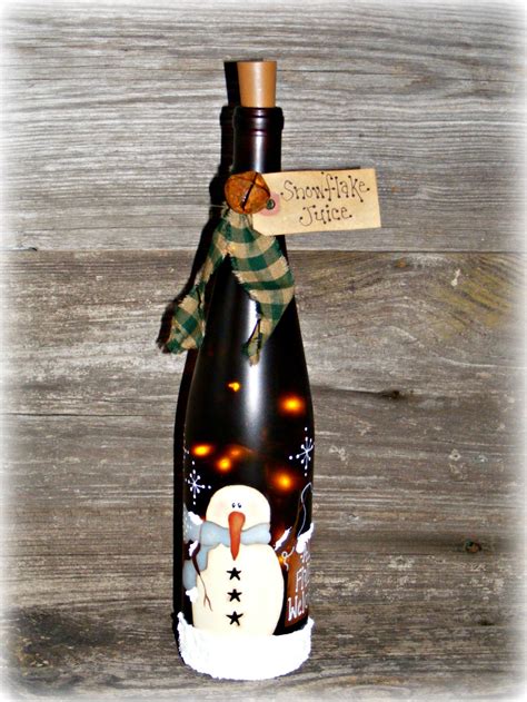 Lighted Snowman Wine Bottle Snowman Decor Christmas Decor Etsy