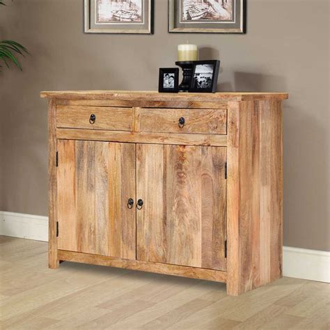 Waldo Rustic Mango Wood 2 Drawer Storage Buffet Cabinet Diy Furniture