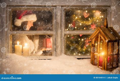 Atmospheric Christmas Window Still Life Stock Photo Image Of