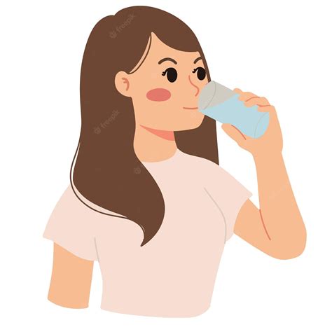 Premium Vector A Portrait Of Thirsty Woman Drinking Water In A Glass