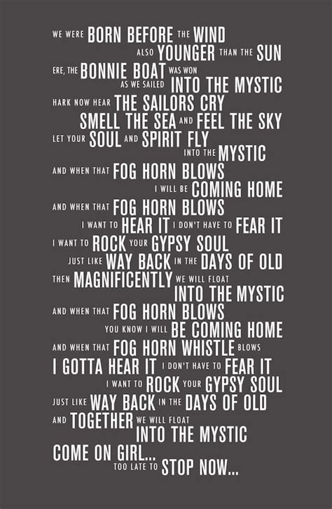 Into The Mystic Van Morrison Lyrics Typography Print