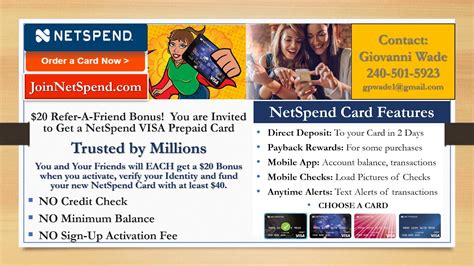 Netspend is an authorized independent sales organization of metabank. NETSPEND PREPAID CARD $20 Refer-a-Friend BONUS - YouTube