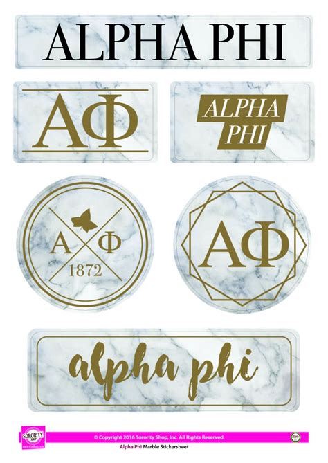 Alpha Phi Marble Sticker Sheet Kappa Delta Sorority Delta Phi Epsilon