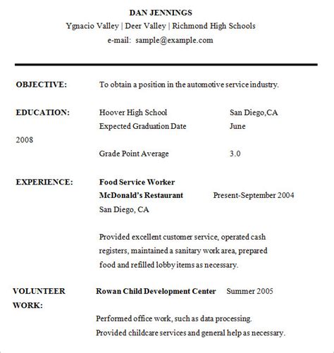 Free 9 High School Resume Templates In Pdf Word