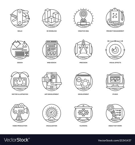 Set Design And Development Glyph Icons Royalty Free Vector