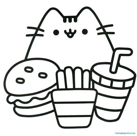 Pusheen cat coloring pages to print. Pusheen Cat On A Hamburger Coloring Pages | Coloring Pages ...