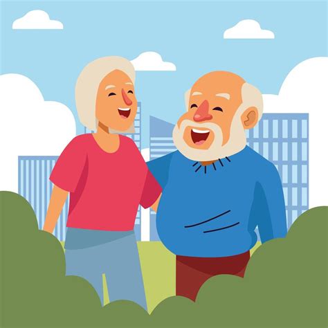 Pareja De Ancianos Felices En La Ciudad Personajes De Personas Mayores