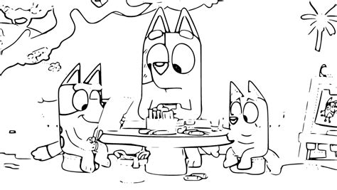 Chilli, Bingo and Bluey Coloring Page (Bluey) #895 | coloringlive.com