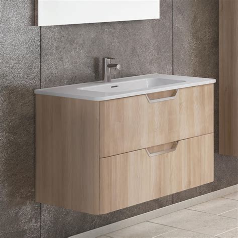 Eviva Hayat 24 Oak Modern Wallmount Bathroom Vanity With White