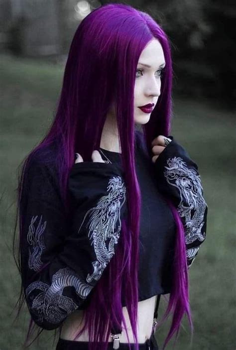 Pin By Guilden Stern On Goth Art Goth Women Purple Goth Gothic Hairstyles