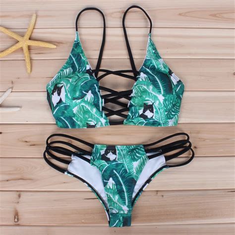 womens bikini set bandage push up padded swimwear swimsuit bathing brazilian lace up bikinis