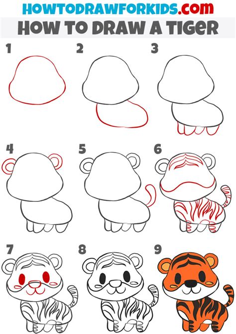 Really Easy Drawings Step By Step ~ How To Draw A Cartoon Tiger Dale